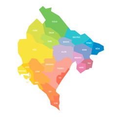 Montenegro political map of administrative divisions © pyty
