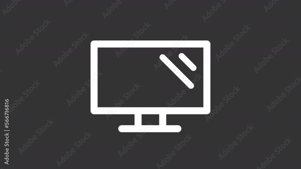Poster animated display white line icon. home electric appliance. computer. loop hd video with chroma key, 