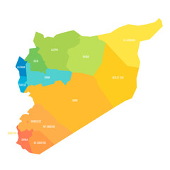Syria political map of administrative divisions