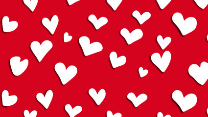 White Hearts on Red background