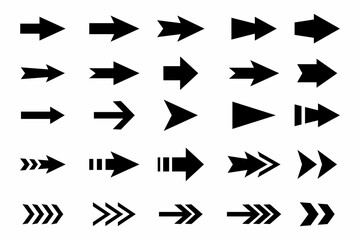 Set arrow icon. Collection different arrows sign. Black vector arrows.