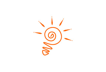 Creative orange linear logo icon light bulb.