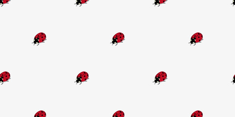 Seamless pattern with ladybug. Doodle vector illustration