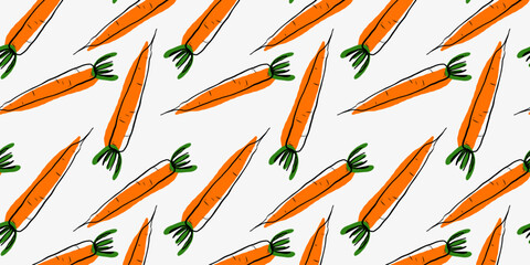 Seamless pattern with carrot, doodle style, hand drawing, vector illustration