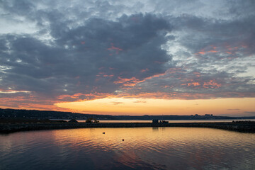 sunset over the river