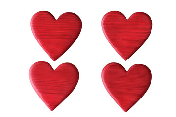 Isolated red wooden hearts. Valentine’s day design elements