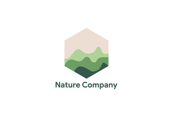 Creative abstract hexagon logo with colorful areas for nature company