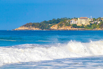 Extremely huge big surfer waves at beach Puerto Escondido Mexico.