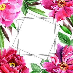 
Watercolor pink peonies in a congratulatory frame.