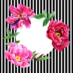 
Watercolor pink peonies in a congratulatory frame.