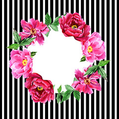 
Watercolor pink peonies in a congratulatory frame.