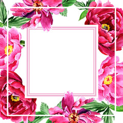 
Watercolor pink peonies in a congratulatory frame.