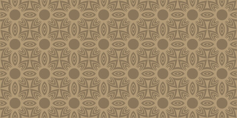 seamless pattern with flowers. Vector cute batik gold pattern