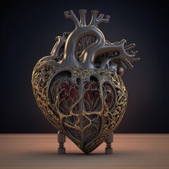 Abstract model and design of human heart. Generative AI.