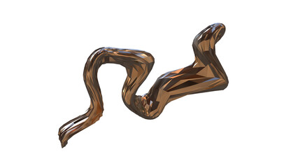 3D figure. 3D render of abstract shapes, Abstract Bronze figures. golden figure