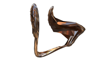 3D figure. 3D render of abstract shapes, Abstract Bronze figures. golden figure