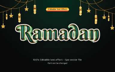 Naklejka premium Ramadan Kareem 3D Text Effect.