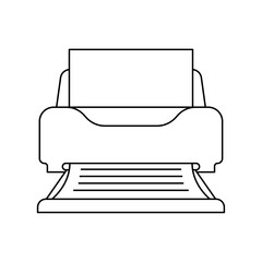 Line printer with a sheet of paper icon vector illustration