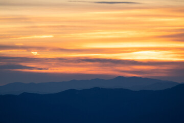 Fototapeta na wymiar Sunset over the Blue Ridge Mountains in North Carolina