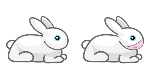 Kaninchen mit maske, infografik Gesundheitsprävention
