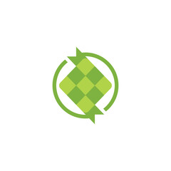 Ketupat inside circle flat style. Vector logo icon
