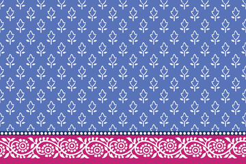 SPRIG FLORAL WITH BORDER PATTERN IN BLOCK PRINT DETAIL SEAMLESS PATTERN EDITABLE FILE