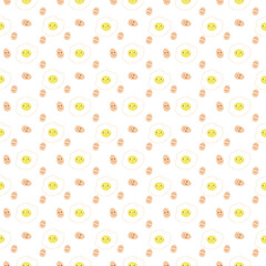 Seamless pattern with cute cartoon fried egg for fabric print, textile, gift wrapping paper. 