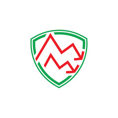 Protect falling down arrow graph, inflation, recession protection. Icon illustration
