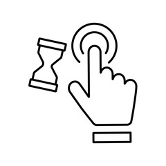Illustration of an isolated pointing hand with a sand clock eps 10