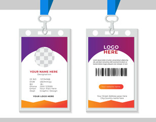 professional corporate id card template,, Professional Identity Card Template Vector, Vector id card template with clasp and lanyard, Simple realistic design. Modern and creative company employee.