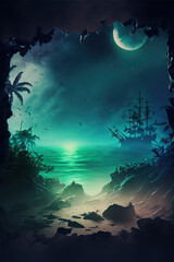 Obraz na płótnie Canvas Pirates themed background - Pirates backgrounds series - Pirates theme background wallpaper created with Generative AI technology