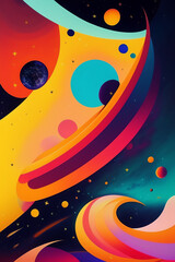Fototapeta premium Colorful Trippy Psychedelic Abstract Background, Backdrop, Poster Banner or Flier With Space For Text - Generative AI
