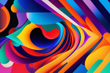 Colorful Trippy Psychedelic Abstract Background, Backdrop, Poster Banner or Flier With Space For Text - Generative AI