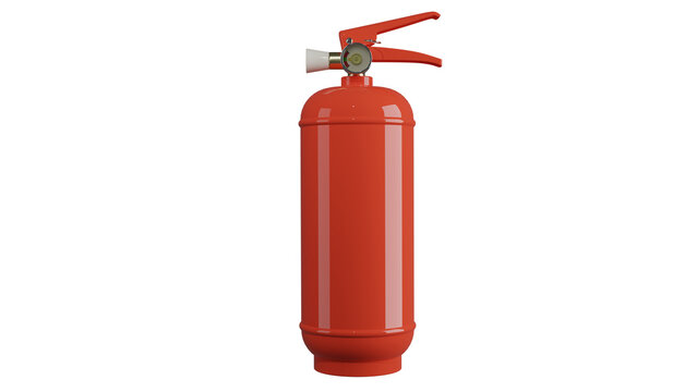 Red fire extinguisher isolated on transparent background. Firefighter concept. 3D render