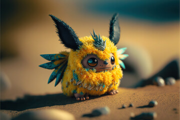 Yellow minion - Mini creatures series - Miniature Yellow creature background wallpaper created with Generative AI technology