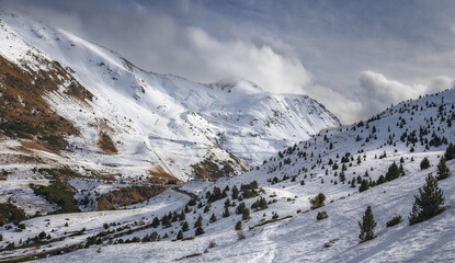 Fototapeta na wymiar Winter Landscape at Boi Taull , Catalan Pyrenees