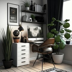 aesthetic home office boho