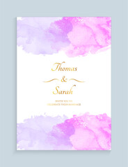 Naklejka na ściany i meble Watercolor wedding invitation card template