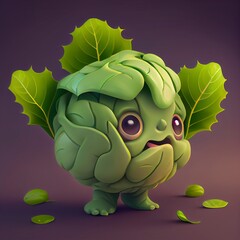 Cute Cabbage character, Generative AI