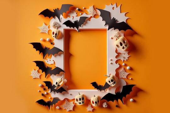halloween cart&atilde;o decorativo dia das bruxas com fundo laranja 