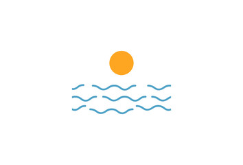Minimalistic linear logo icon sun and sea for your company