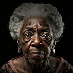 Elderly black woman portrait, Ai Generative
