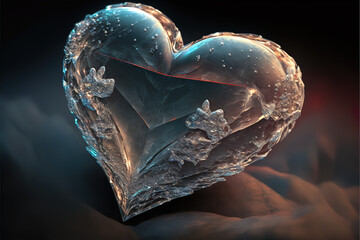 Diamond Cold Heart Background Valentines Day Generative AI