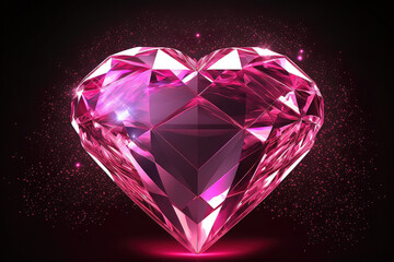 Fototapeta premium Valentines Day Diamond Pink Heart Background Generative AI