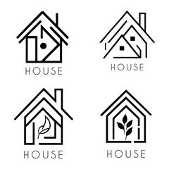 set of minimal house icon - web homepage symbol - website vector sign