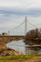 Margaret Hunt Hill Bridge viewed from Trammell Crow Park in Dallas, Texas