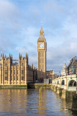 Fototapeta na wymiar London houses of parliament Big ben clock Elizabeth tower Westminster Bridge