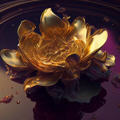 Gold flower with water