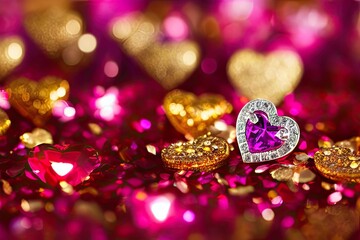 High-Resolution Image of a Luxury Valentine's Day Scene with Roses, Hearts and Perfumes Showcasing the Romantic Essence of Valentine's Day. Perfect for Adding of Luxury and Romanticism to any Design