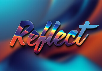 Glossy Reflective Text Effect with Blue and Orange Colors Mockup